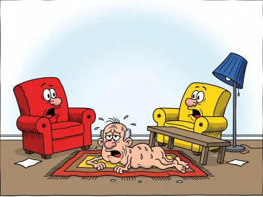 En mattas mönster ser trött ut på golvet efter att ha dansat ensam med möblerna.