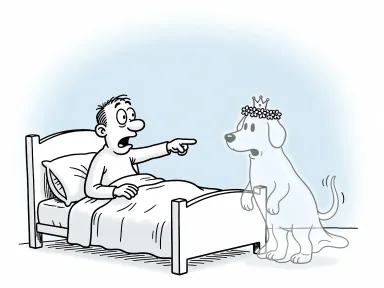 En genomskinlig hund dyker upp vid sängen under midsommarnatten.